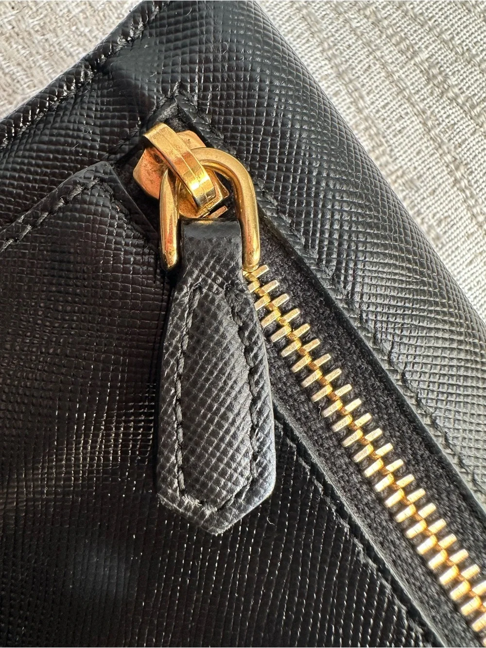 Authentic Prada Black Saffiano Leather Continental Wallet with Gold Logo